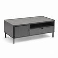 Tavolino da caffè grigio e nero in MDF e acciaio rettangolare con vano e cassetto 100 x 60 x 45 cm