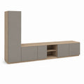 Parete attrezzata TV con mobile contenitore rovere e tortora in pannello truciolare 240 x 40 x 180 cm