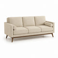 Divano 3 posti rettangolare beige in poliestere con gambe in legno massello 210 x 85 x 82 cm