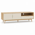 Mobile TV rettangolare rovere e beige con 3 ante 1 cassetto 1 vano aperto 180 x 40 x 60 cm