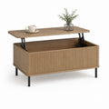 Tavolino da caffè contenitore con piano sollevabile rovere MDF rettangolare 100 x 50 x 45 cm