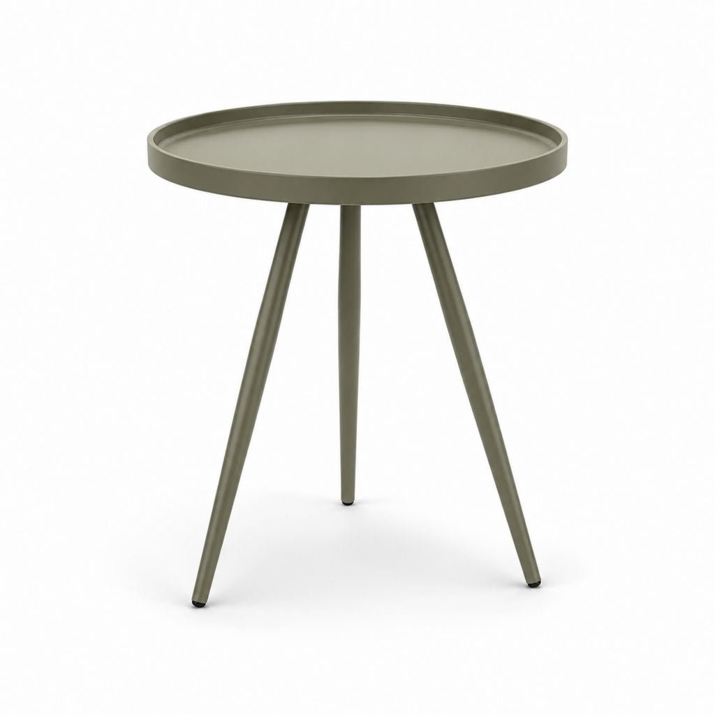 Tavolino laterale rotondo verde oliva in acciaio Ø 45 x H 52 cm