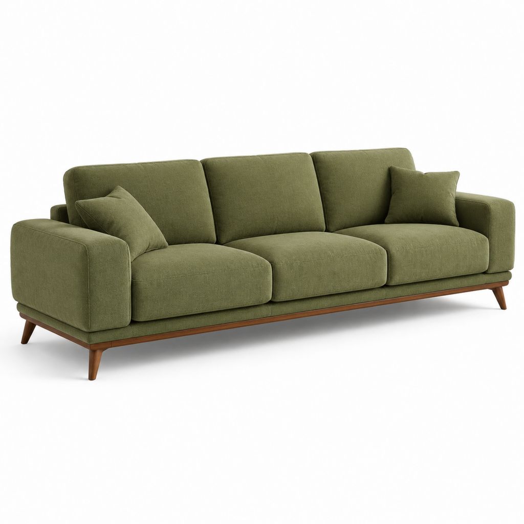 Divano 3 posti verde oliva in poliestere rettangolare 230x92x85 cm