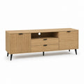 Mobile TV rettangolare rovere in pannelli truciolari 160 x 40 x 60 cm con 2 ante e 2 cassetti
