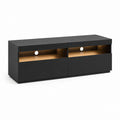 Mobile TV nero in MDF rettangolare con vani illuminati 180 x 40 x 55 cm