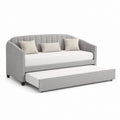 Divano letto estraibile grigio in poliestere rettangolare con letto inferiore 210 x 100 x 86 cm
