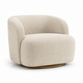 Poltrona girevole beige in poliestere bouclé con base circolare 80 x 78 x 72 cm