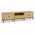 Mobile TV in MDF impiallacciato rovere con rattan 180 x 40 x 60 cm