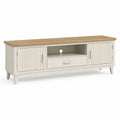 Mobile TV rettangolare bianco e rovere in MDF impiallacciato 150 x 40 x 55 cm