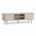 Mobile TV rettangolare tortora in MDF con ante scanalate 160 x 40 x 55 cm