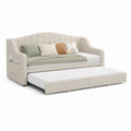 Divano letto estraibile beige in poliestere rettangolare 205 x 93 x 88 cm