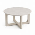 Tavolino da caffè rotondo bianco effetto marmo con base in acciaio beige 100 x 100 x 45 cm