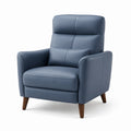 Poltrona da soggiorno blu in pelle sintetica PU con gambe in legno massello 76 x 85 x 105 cm