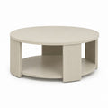 Tavolino da caffè rotondo beige in MDF Ø80 x 45 cm con ripiano inferiore