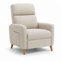 Poltrona reclinabile manuale beige in poliestere con tasca laterale 88 x 92 x 103 cm