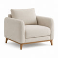 Poltrona da soggiorno beige in poliestere con struttura in legno massello 86 x 82 x 84 cm