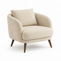 Poltrona imbottita beige in poliestere con gambe in legno massello 78 x 78 x 82 cm