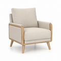 Poltrona da soggiorno beige in poliestere e legno massello con braccioli 78 x 82 x 90 cm